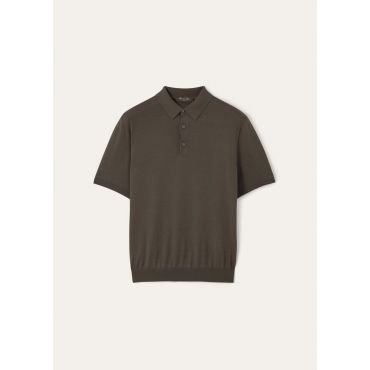 Loro Piana - Sottile Polo Mc Wool Cash Silk Gg 18, Man, Black Pine, Size: 48