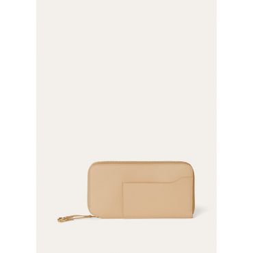 Loro Piana - Extra Continental Zip Around Wallet Linen Calf, Woman, Light Mastic/Sun Gold, Size: NR