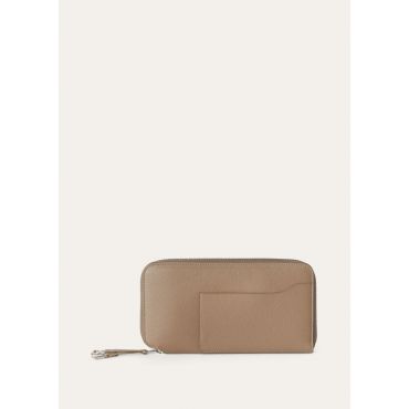 Loro Piana - Extra Continental Zip Around Wallet Linen Calf, Woman, Warm Mastic/Antique Silver, Size: NR