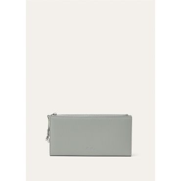 Loro Piana - Extra Bifold Purse Linen Calf, Woman, Eucalyptus/Antique Silver, Size: NR