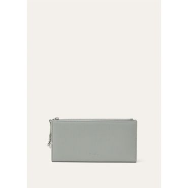 Loro Piana - Extra Bifold Purse Linen Calf, Woman, Eucalyptus/Antique Silver, Size: NR