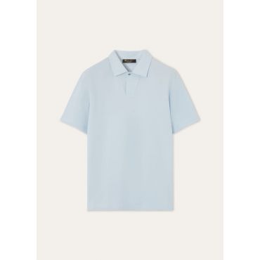 Loro Piana - Pietro Polo Open Pique' Dyed, Man, Delicate Sky, Size: M