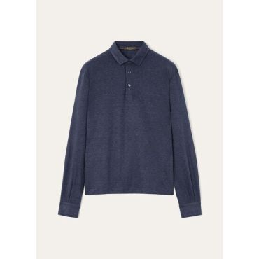 Loro Piana - Sam Ls Polo Dublon, Man, Blue Navy, Size: S