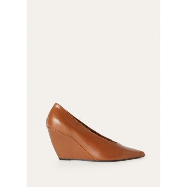 Loro Piana - Viola High Wedge Pump Crispy Calf, Woman, Tanned Calf, Size: 39