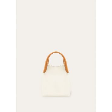 Loro Piana - Bale Small Fine Grained Leather Double Color, Woman, Whisper White/Wheat Bran/Sun Gold, Size: NR
