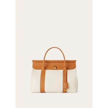 Loro Piana - Loom L32 Fine Grained Leather Double Color, Woman, Whisper White/Wheat Bran/Sun Gold, Size: NR
