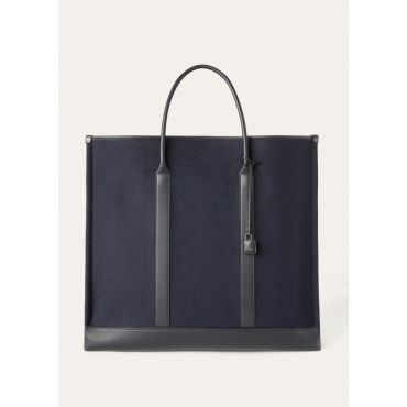 Loro Piana - Beam Tote Large Melton Cash Rounded Calf, Man, Blue Navy/Black/Gun Metal, Size: NR