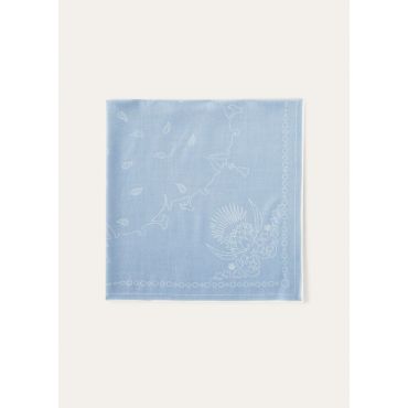 Loro Piana - Carre' Cardo Decor Wool, Woman, Dusty Blue/White, Size: NR