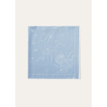 Loro Piana - Carre' Cardo Decor Wool, Woman, Dusty Blue/White, Size: NR