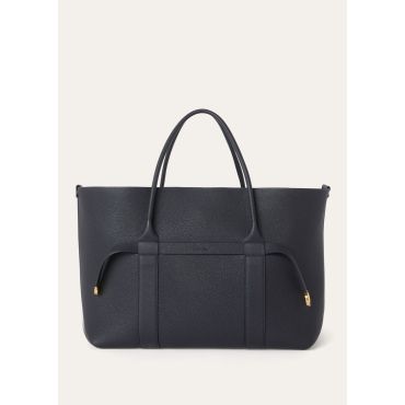 Loro Piana - Ghiera Shopper Large Fine Grained Leather, Woman, Blue Navy/Sun Gold, Size: NR