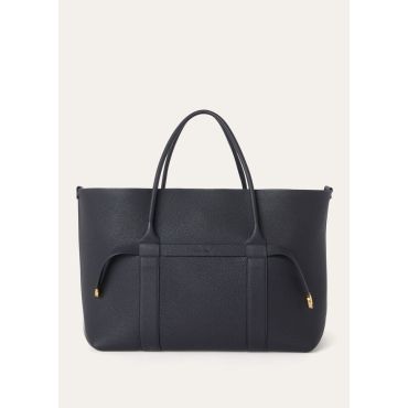 Loro Piana - Ghiera Shopper Large Fine Grained Leather, Woman, Blue Navy/Sun Gold, Size: NR