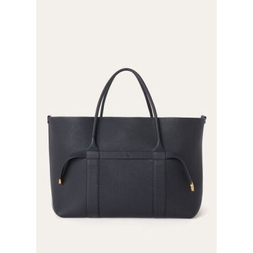 Loro Piana - Ghiera Shopper Large Fine Grained Leather, Woman, Blue Navy/Sun Gold, Size: NR