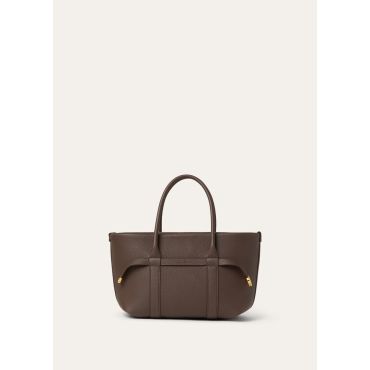 Loro Piana - Ghiera Shopper Small Fine Grained Leather, Woman, Dark Chocolate Locorice/Sun Gold, Size: NR