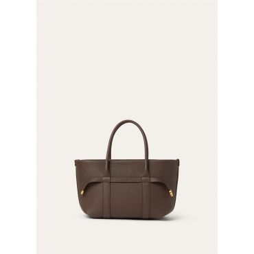 Loro Piana - Ghiera Shopper Small Fine Grained Leather, Woman, Dark Chocolate Locorice/Sun Gold, Size: NR