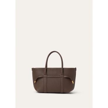 Loro Piana - Ghiera Shopper Small Fine Grained Leather, Woman, Dark Chocolate Locorice/Sun Gold, Size: NR