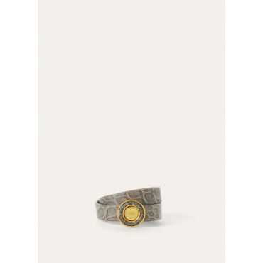 Loro Piana - Ghiera Bracelet Glazed Alligator, Woman, PUDDLE GREY/JWL SUN GOLD, Size: NR