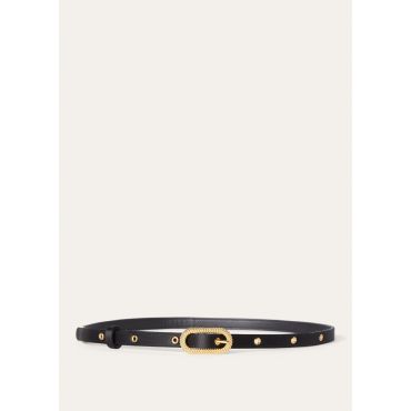 Loro Piana - Bubbles Buckle Belt Satin, Woman, Black/Sun Gold, Size: NR
