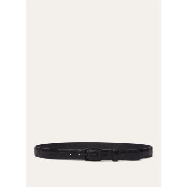 Loro Piana - Balloon-belt (3,0) Soft Matt Alligator, Man, Black, Size: 105