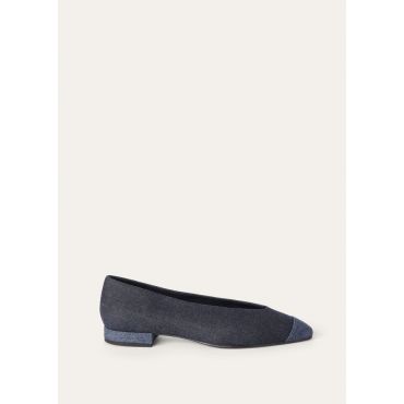 Loro Piana - Rebecca Cap Toe Ballerina Reactive Cashdenim, Woman, Shadow Blue Reactive, Size: 36