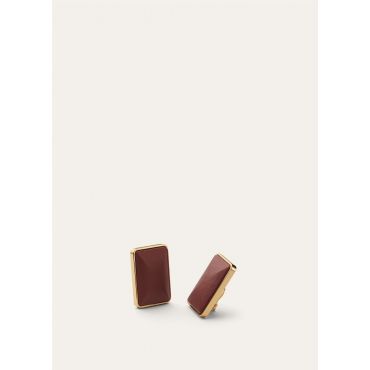 Loro Piana - Bonbon Earrings Rounded Leather, Woman, Deep Kummel/Sun Gold, Size: NR