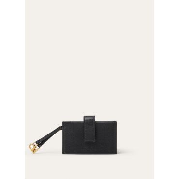 Loro Piana - Extra 5 Gusset Cardholder Linen Calf, Woman, Black/Sun Gold, Size: NR