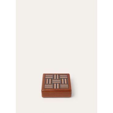 Loro Piana - The Woven Stripe Intarsia Square Box S, Natural Mahogany /Woven Stripe, Size: NR