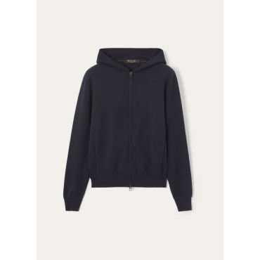 Loro Piana - Invorio Hooded Bomber Leis. Sw. Cash Cot. Gg 18, Man, Navy Blue, Size: S