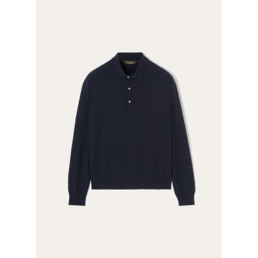 Loro Piana - Classic Baby Cash Polo Gg 12, Man, Navy Blue, Size: 62