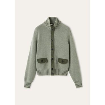 Loro Piana - Parksville Bomber Sweater Baby Cash Gg 5, Woman, Mountain View Melange, Size: 42