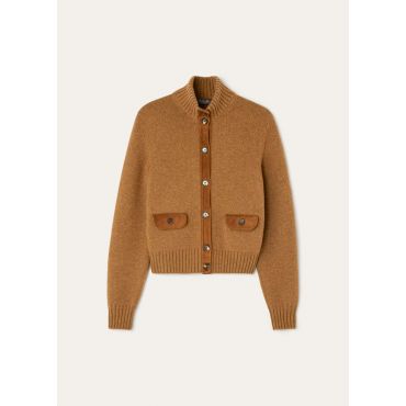 Loro Piana - Parksville Bomber Sweater Baby Cash Gg 5, Woman, Camel Oasis Melange, Size: 44