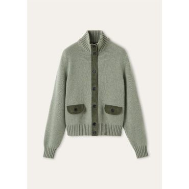 Loro Piana - Parksville Bomber Sweater Baby Cash Gg 5, Woman, Mountain View Melange, Size: 42