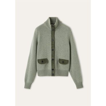 Loro Piana - Parksville Bomber Sweater Baby Cash Gg 5, Woman, Mountain View Melange, Size: 42