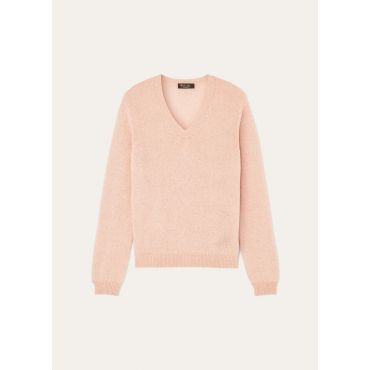 Loro Piana - Fobello V Neck Sweater Baby Cash Gg 8, Woman, Smoke Bush Melange, Size: 42