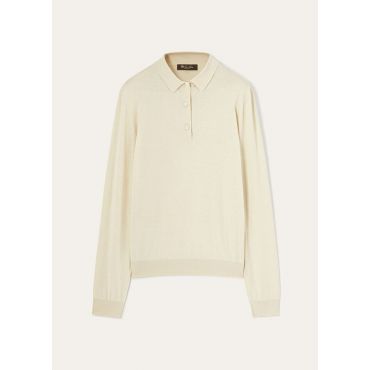 Loro Piana - Ice Wish Polo Cotton Gg 18, Woman, Winter Sand, Size: 40