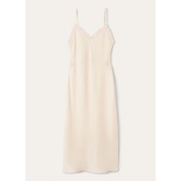Loro Piana - Paige Embroidered Dress Dressy Satin, Woman, Ivory Glow, Size: 40
