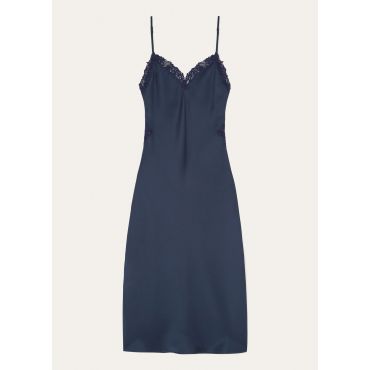 Loro Piana - Paige Embroidered Dress Dressy Satin, Woman, Crown Blue, Size: 40