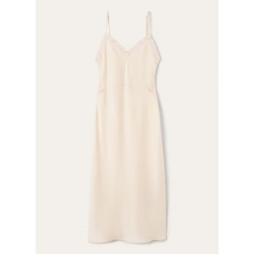 Loro Piana - Paige Embroidered Dress Dressy Satin, Woman, Ivory Glow, Size: 40