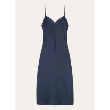 Loro Piana - Paige Embroidered Dress Dressy Satin, Woman, Crown Blue, Size: 40