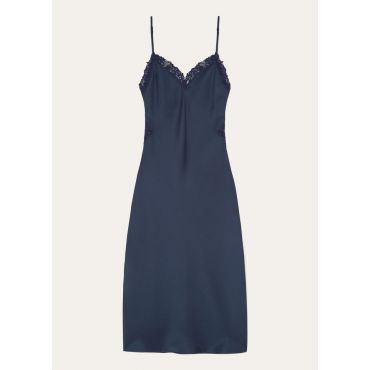 Loro Piana - Paige Embroidered Dress Dressy Satin, Woman, Crown Blue, Size: 42