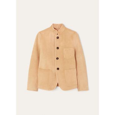 Loro Piana - Spagna Mini Sb Jacket Bonded Suede, Woman, Soft Sandstone, Size: 38