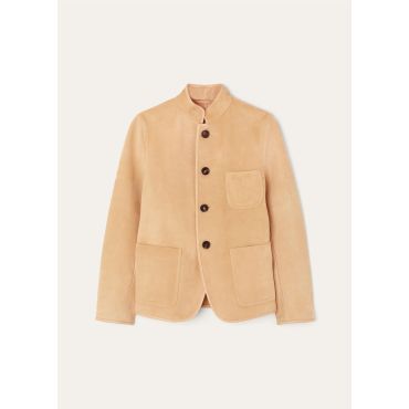 Loro Piana - Spagna Mini Sb Jacket Bonded Suede, Woman, Soft Sandstone, Size: 38