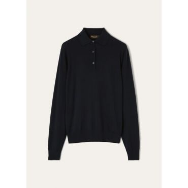Loro Piana - Iconic Royal Lightness Polo Wool Silk Gg 18, Woman, Blue Navy, Size: 44