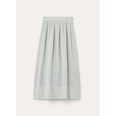Loro Piana - Elena Embroidered Skirt Cardo Punto Croce, Woman, Pale Tale, Size: 38