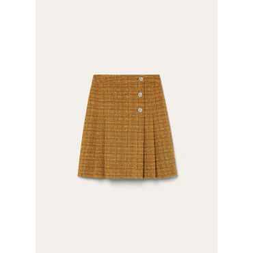 Loro Piana - Aida Skirt Tweed Fiammato, Woman, Green-Orange Poppy Tweed, Size: 38