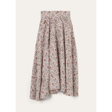 Loro Piana - Jaya Skirt Riserva San Nicolo' Twill Summer, Woman, Chalk/Graphite Powder/Dahlia, Size: 40