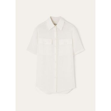 Loro Piana - Shirley Ss Shirt Light Linen Crepe, Woman, Optical White, Size: 38