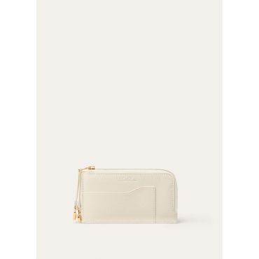 Loro Piana - Extra Zippouch Wth Cardholder Linen Calf, Woman, Whisper White/Sun Gold, Size: NR