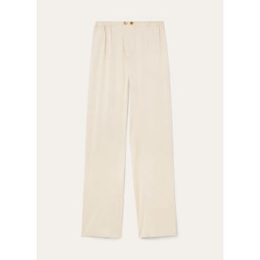 Loro Piana - Britton Trousers Dressy Satin, Woman, Light Daffodil, Size: 44