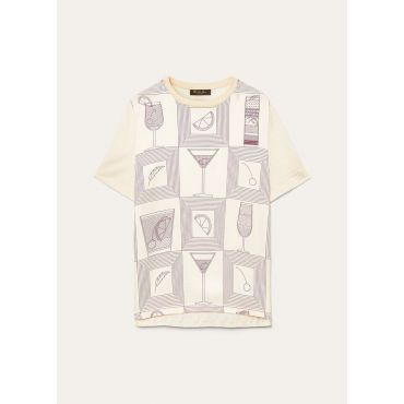 Loro Piana - Mazzorbo T-shirt Silk Cotton Rib, Woman, Ivory/Plum Purple, Size: S