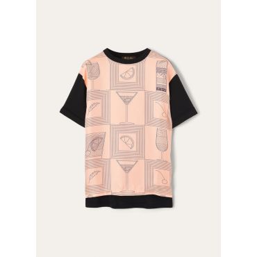 Loro Piana - Mazzorbo T-shirt Silk Cotton Rib, Woman, Pink Sorbet/Black, Size: XS